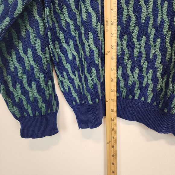 Vintage Embassy Row Geo Knit Sweater Size XL Merino Wool Blue Green Retro 80s - Picture 13 of 14